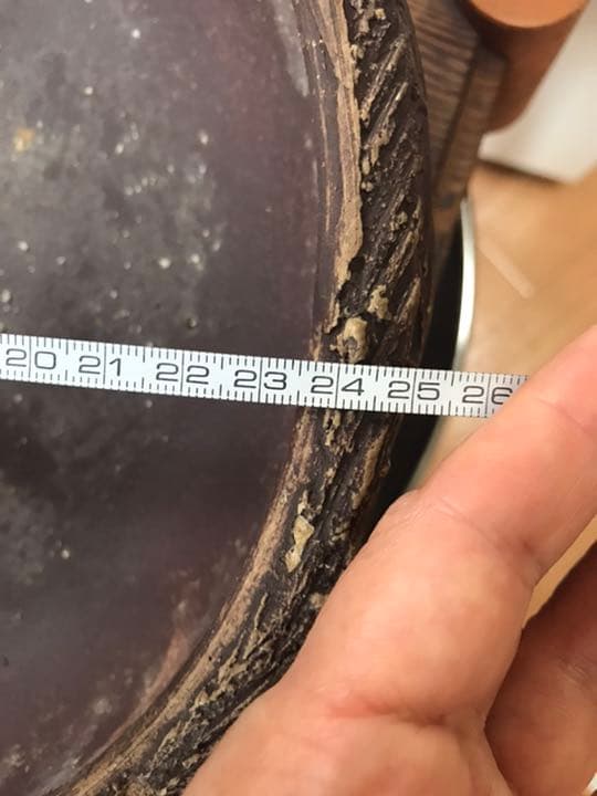 盆栽鉢　松皮盆栽鉢手作り盆栽鉢希少植木鉢山野草鉢3つ足25cm木肌作り