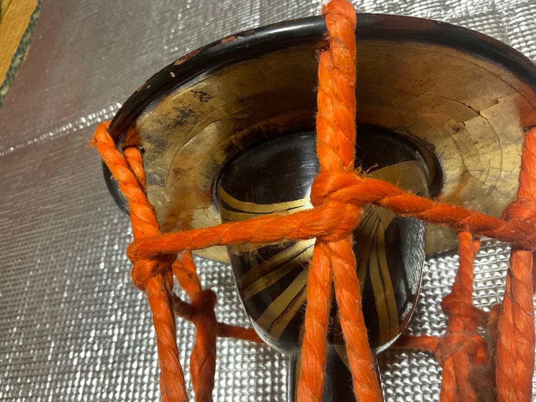 鼓／年代物。金時絵【汚れ、鼓裏にヒビ割れが少しだけ御座います。】