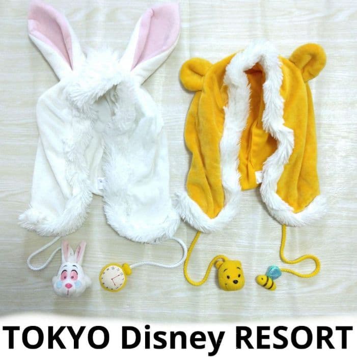 ディズニー　ファンキャップ　プーさん　白ウサギ　フード　帽子　セット　２つ　ペア