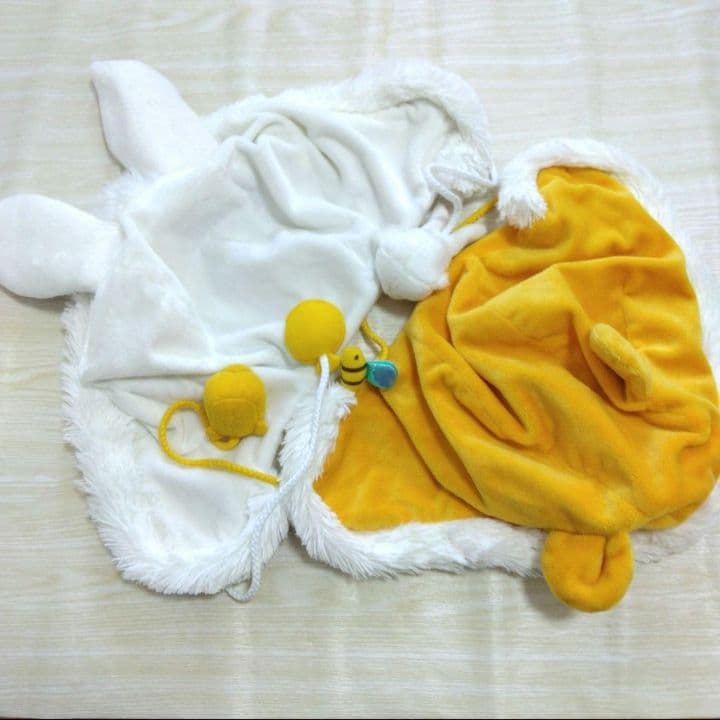 ディズニー　ファンキャップ　プーさん　白ウサギ　フード　帽子　セット　２つ　ペア