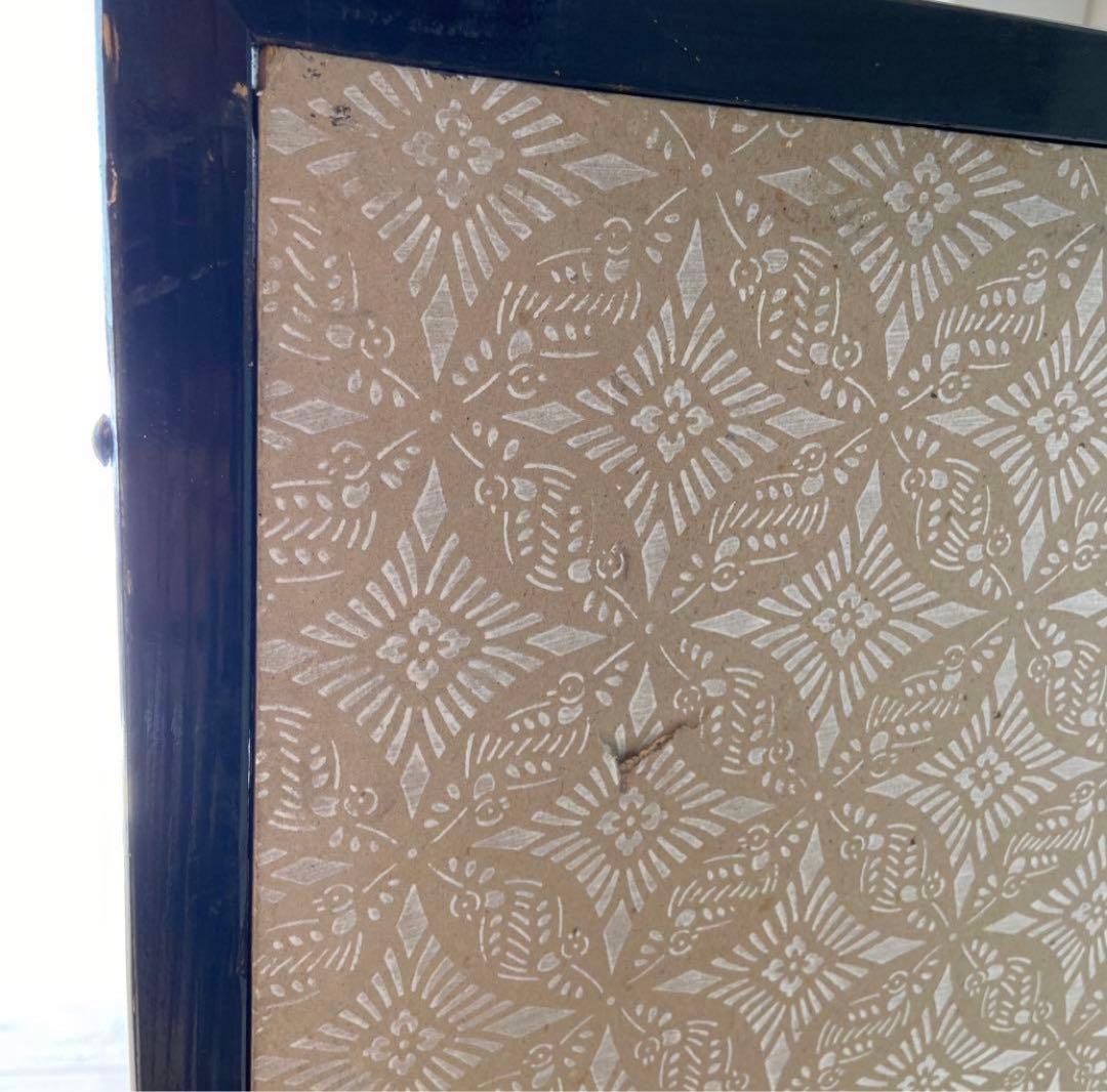 山水画 屏風 花柄裏面