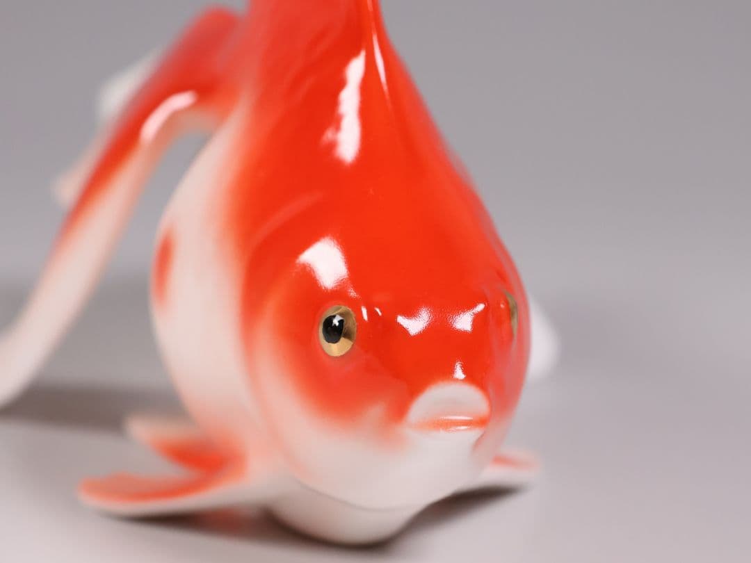 【CM316】ボーンチャイナ 金魚 置物 一点イタミありオマケ ノリタケ