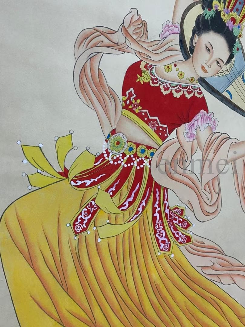 中国古美術・旧藏珍品・張大千款・彩絵人物画・純手描き・四尺中堂掛軸・一物一圖