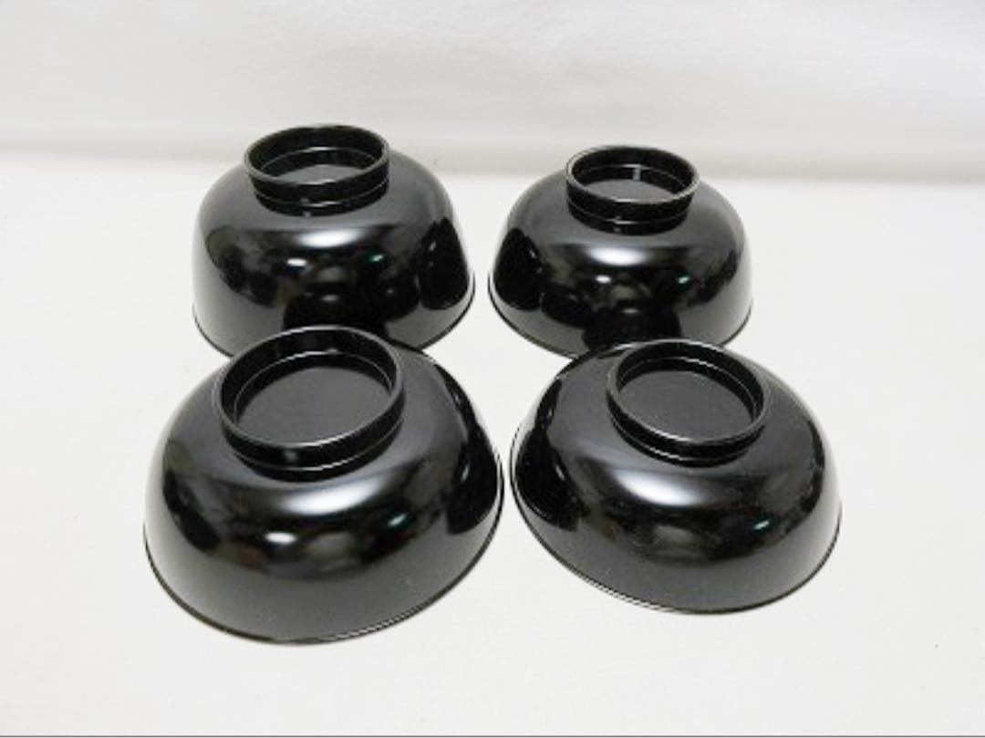 未使用 懐石道具 黒塗 四つ椀 小丸椀 5客揃 元箱