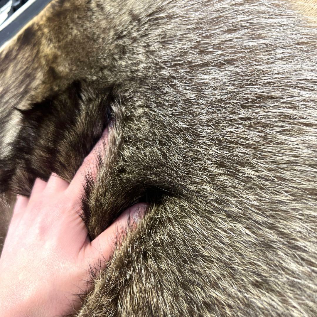 極上特大ラクーン　尻あて腰当尻皮　登山　スキー　キャンプ　ヒップガード　毛皮敷物