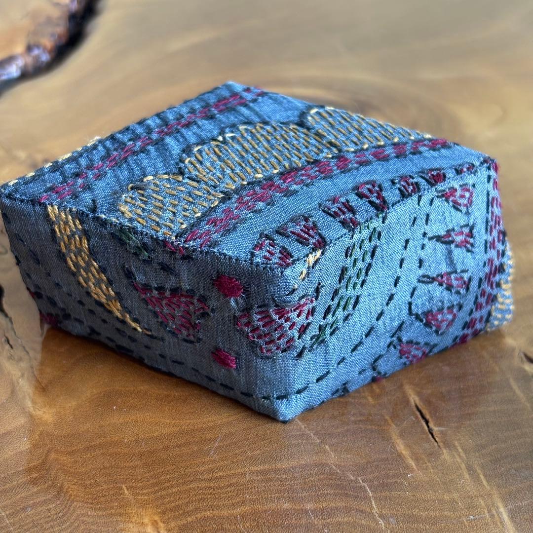 菱形香合 木製 作家物 錦の花 茶道具 共箱