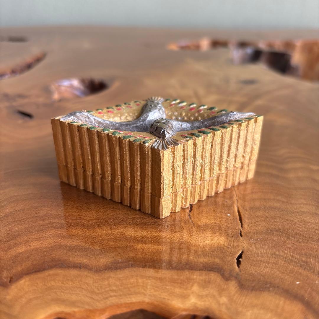 菱形香合 木製 作家物 錦の花 茶道具 共箱