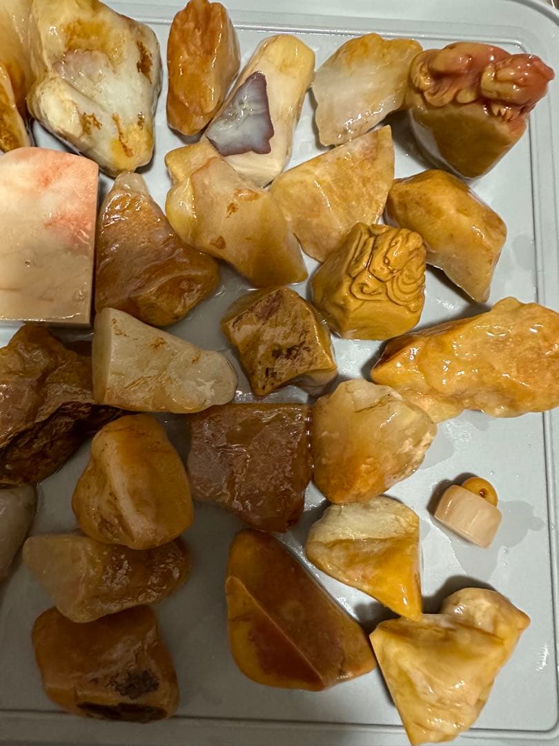 200個　田黄石皮付原石　篆刻　印材　印石　彫刻落款　遊印書道