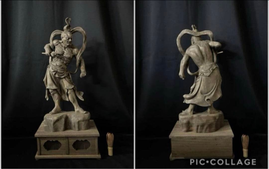 特大72cm 井波彫刻　楠材　木彫仏像　仏師手仕上げ品　仁王像　金剛力士像一式