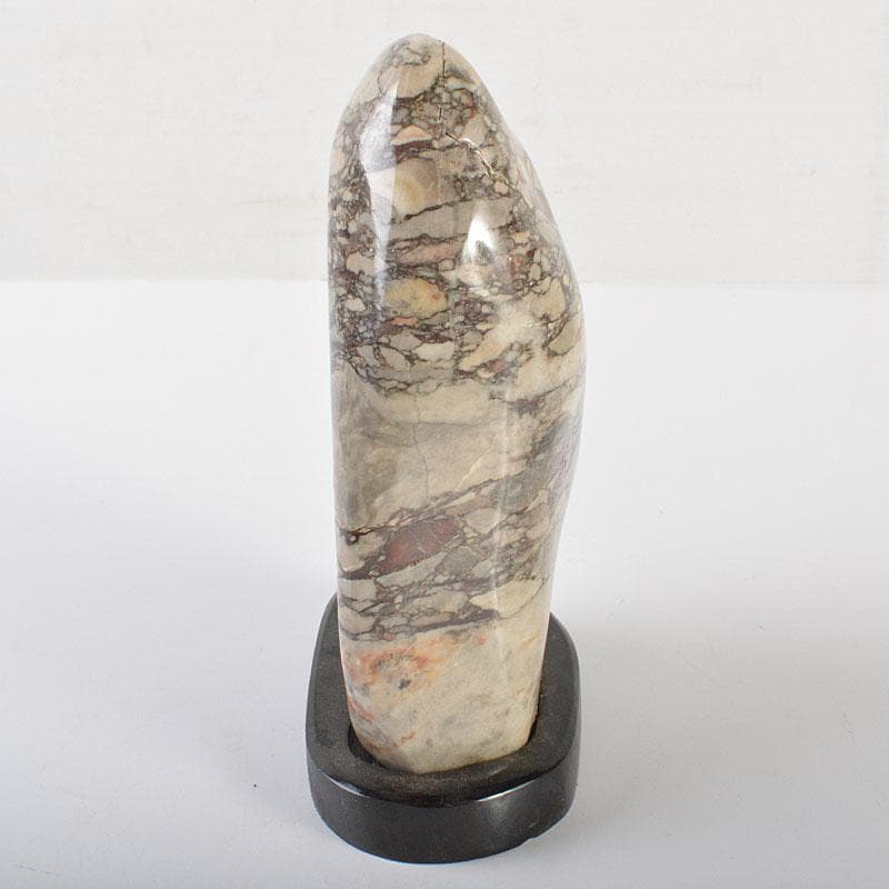 天然石　鑑賞石　置物　重さ約1.5kg　唐木台付　V　R6477