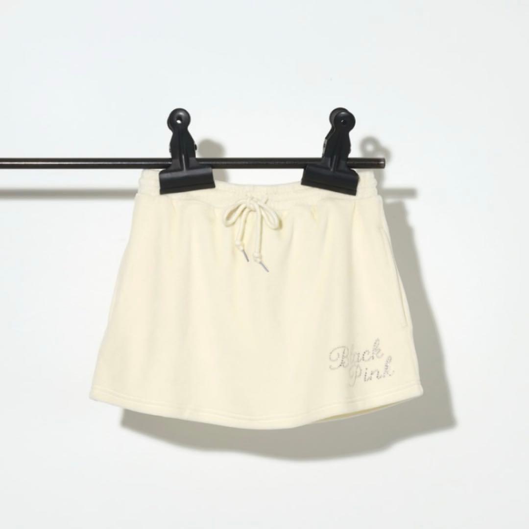BLACKPINK ベロアミニスカートM（アイボリー）