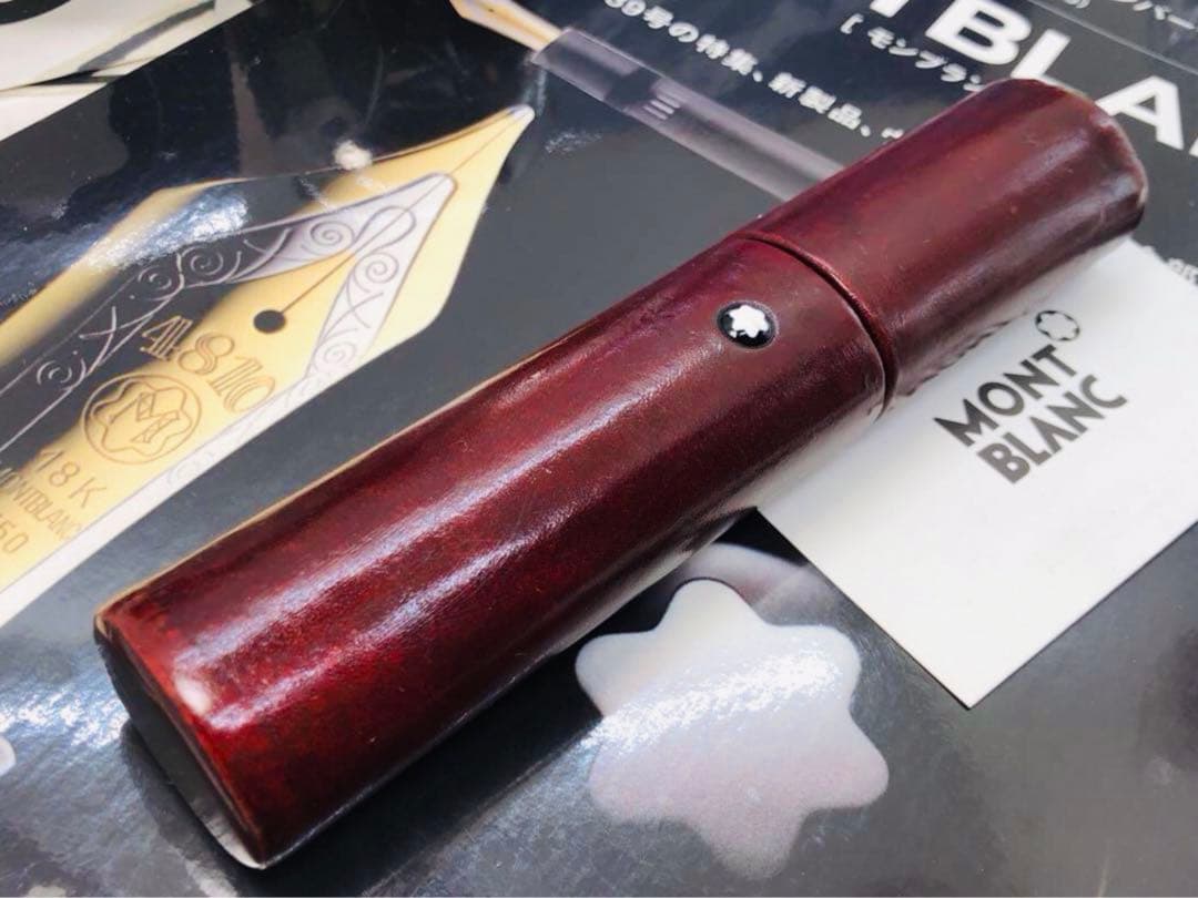 ️モンブラン社⭐️稀少！巨匠ロマノメイハンドメイド⭐️フローレンス製本革ペンポーチ⭐️