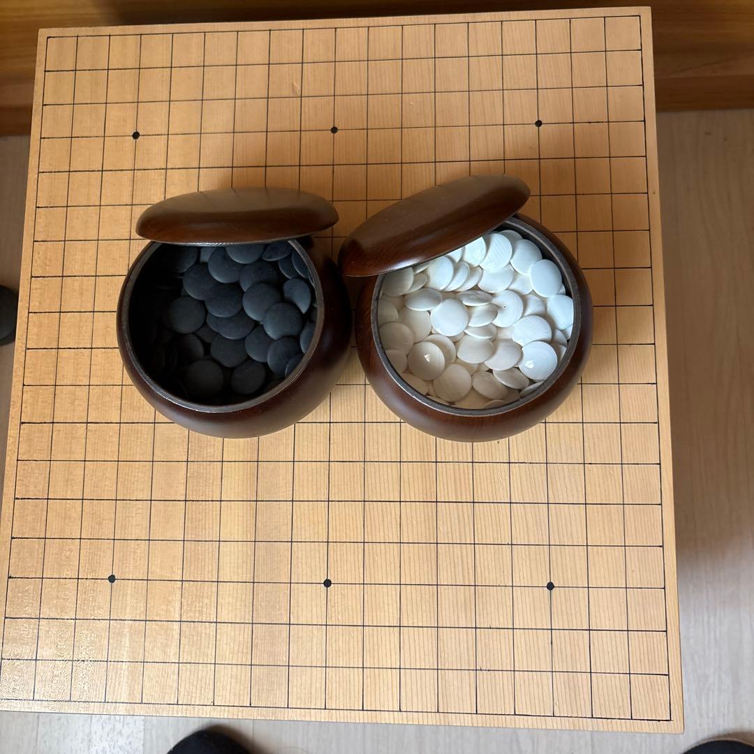 囲碁セット 木製盤 黒白石付き