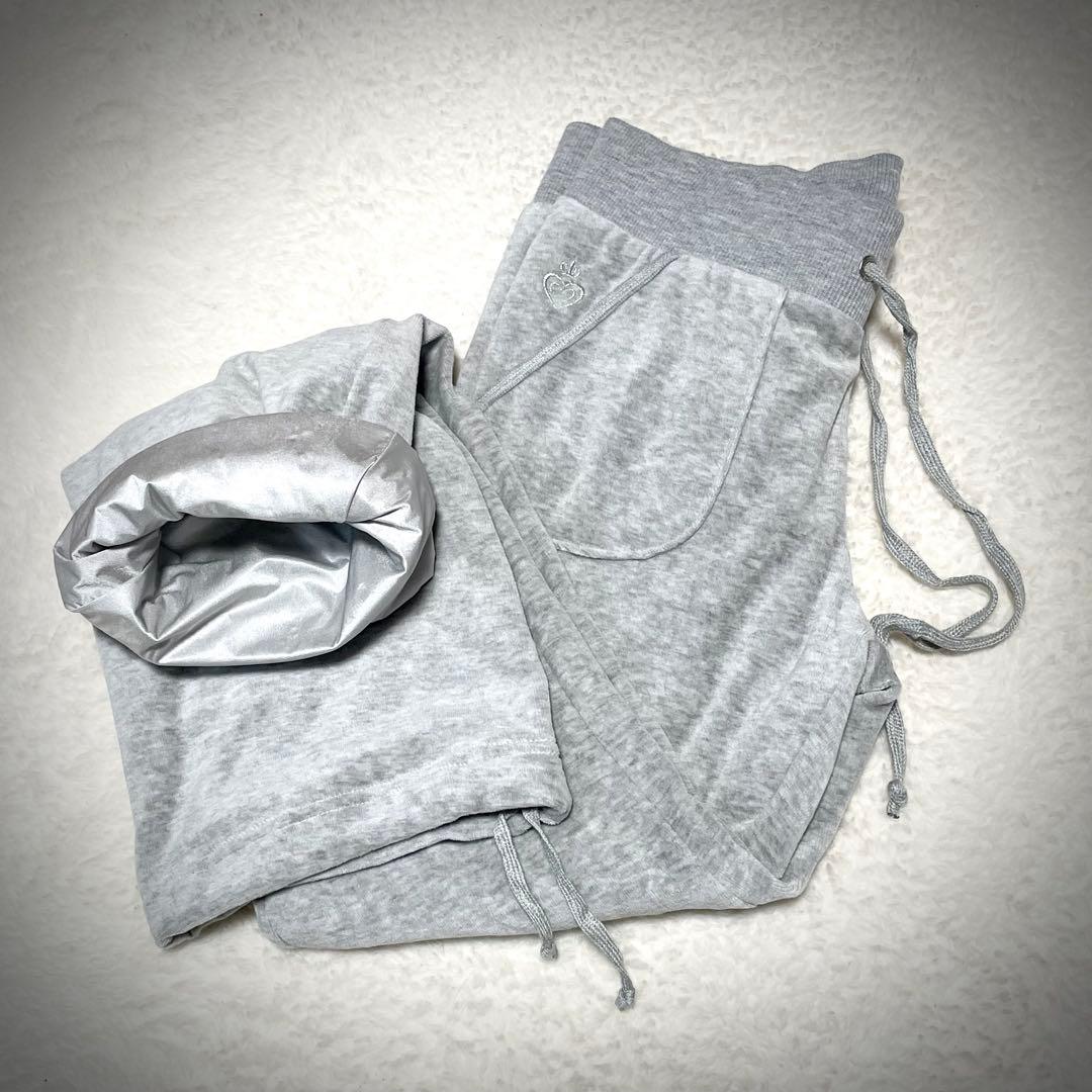 美品 ベロア セットアップ Y2K サウナスーツ スタイルアップ Ｍ グレー