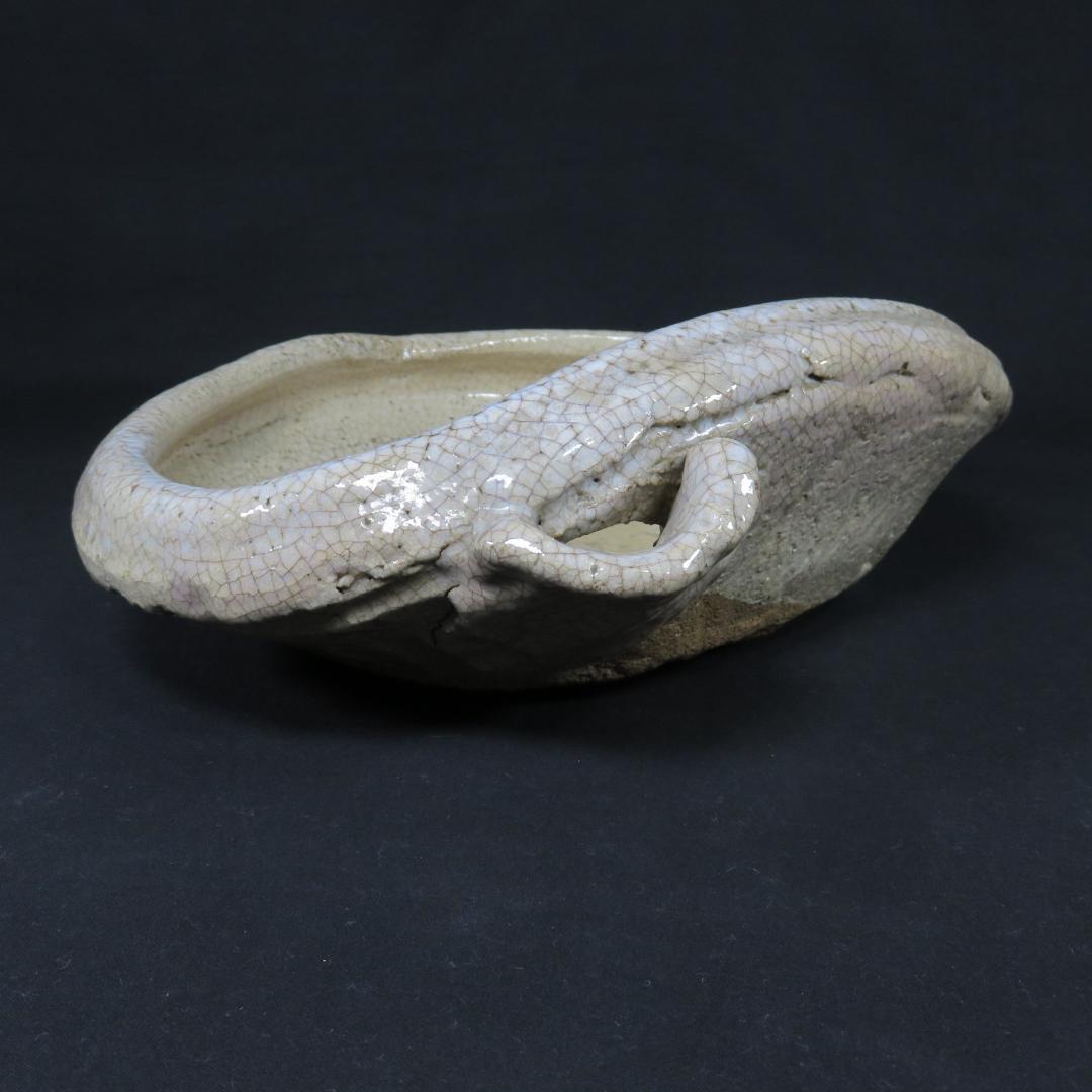 大片口 酒器 志野 水盤 花器 花入 盆 皿 窯傷 手びねり