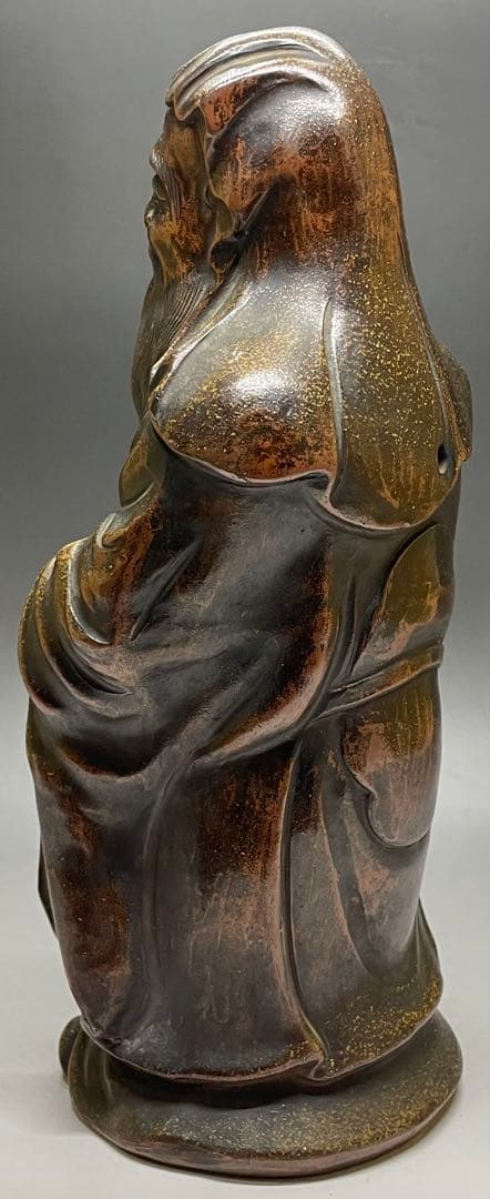 県指定重要無形文化財　森陶岳　寿老人　備前焼　置物　y87