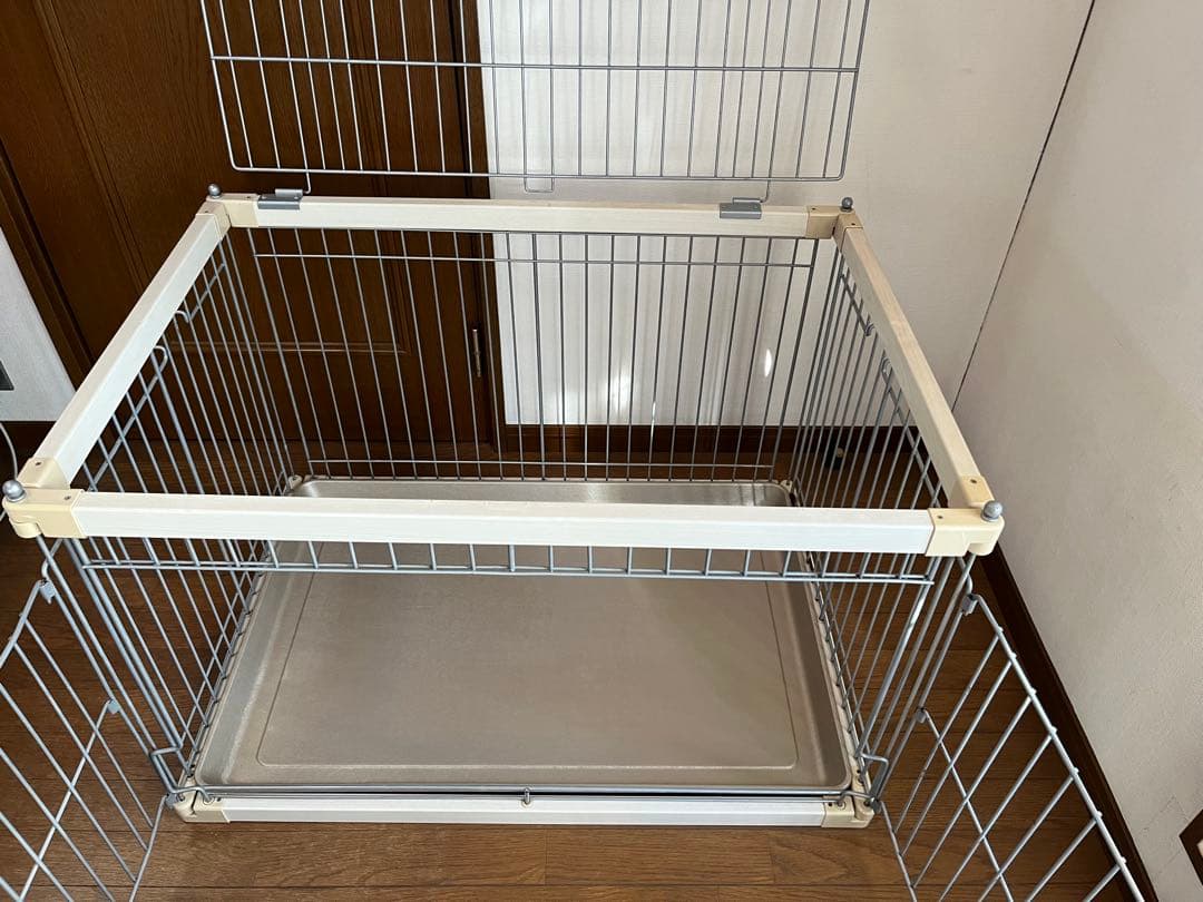 【送料込】アイリスオーヤマ 犬 ケージ ウッディサークル　アイボリー　屋根付き