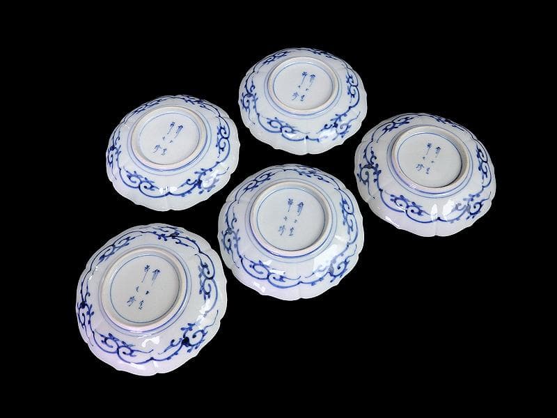 大聖寺伊万里　金襴手 菊皿　4寸半皿　5客　E046AS-CYb