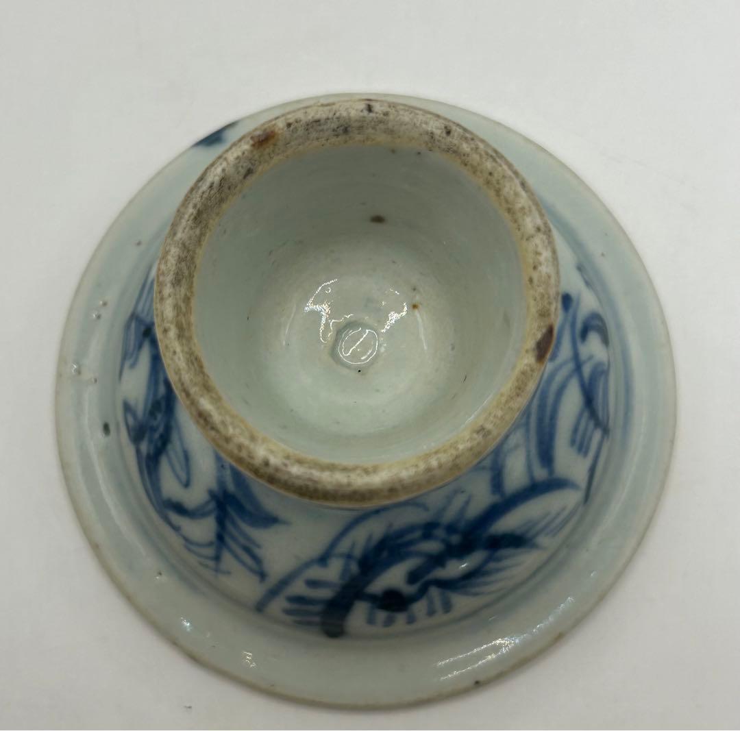 中国　清時代　染付高台皿　アンティーク　送料込み0925