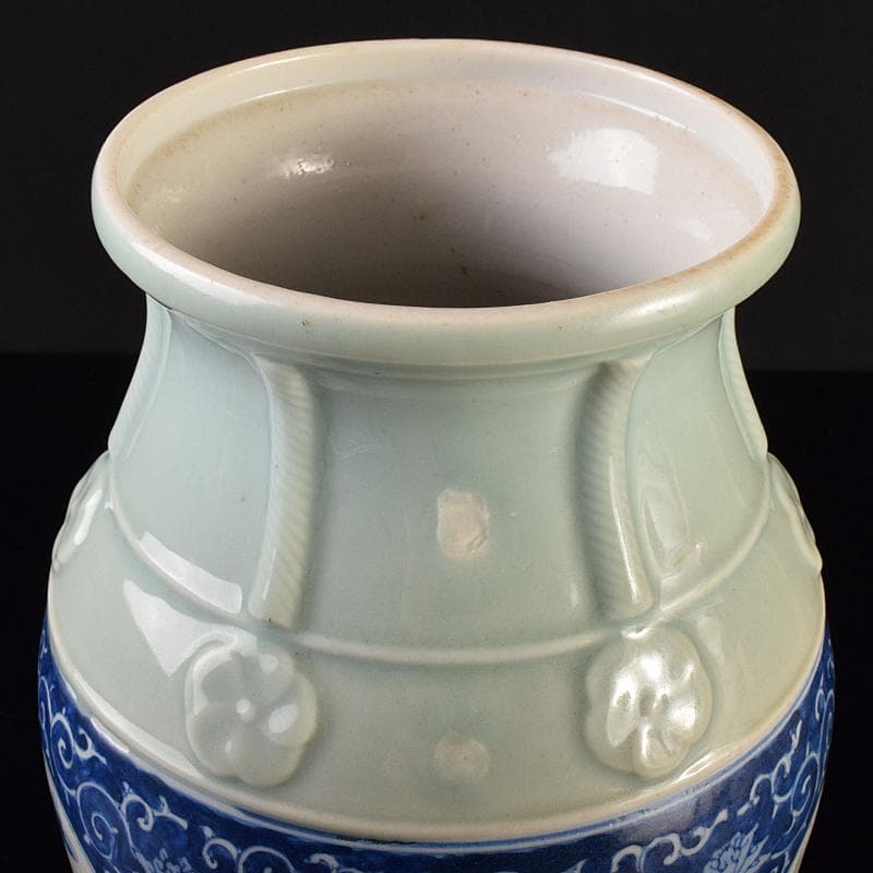 瀬戸焼　古瀬戸　青磁染付　四君子文　花瓶　高さ約30㎝　D　R7683B