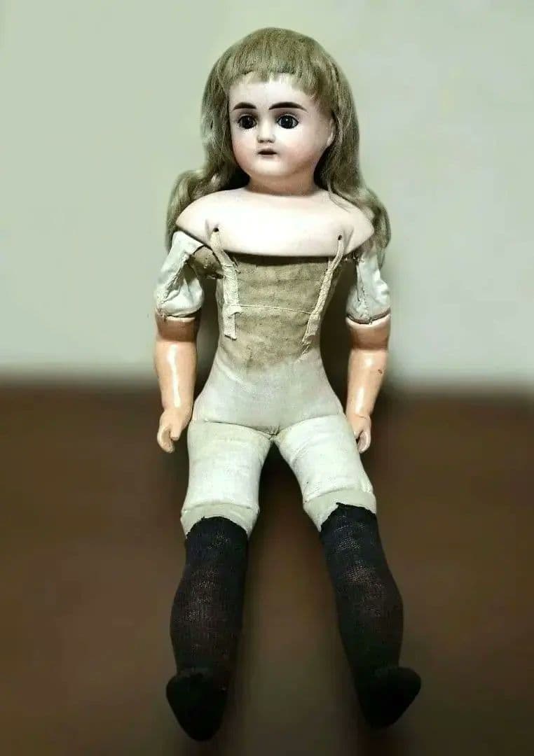 日曜迄◎刻印有　ビスクドール　キッドボディ　ショルダーヘッド人形　アンティーク