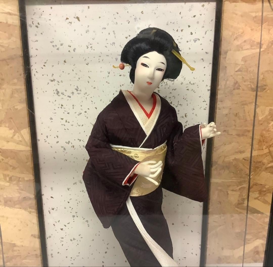 昭和レトロ 日本人形 ガラスケース入 和装飾 舞妓 置物 古民家 (P-66)