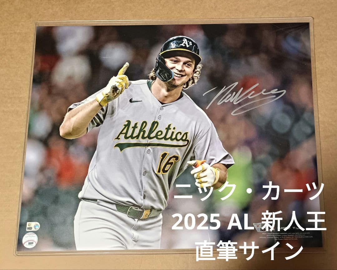 【MLB認証】Nick z／ニック・カーツ／直筆サイン／特大写真／ROY