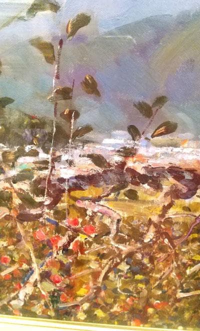 真作油絵　服部保　あずみ野　10号サイズ油絵　サイン裏表あり　額付き