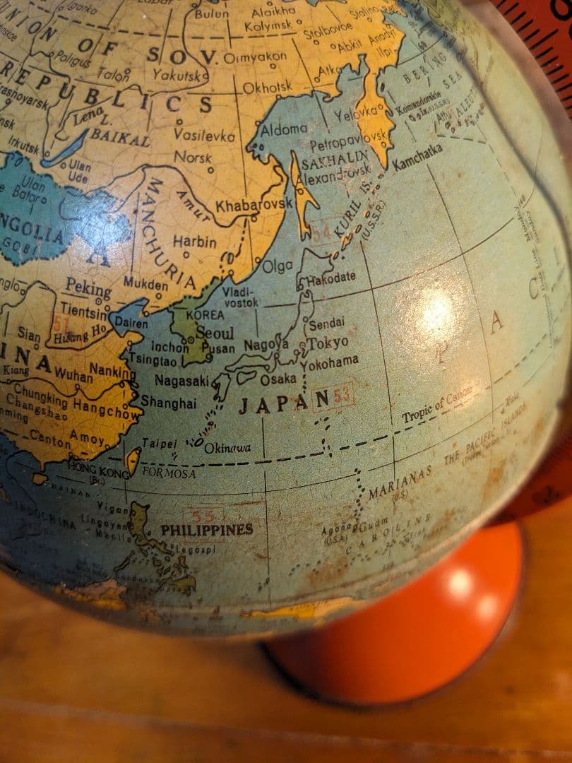 値引OK アメリカアンティーク 地球儀　毎日が世界旅行　デスクぴったりサイズ