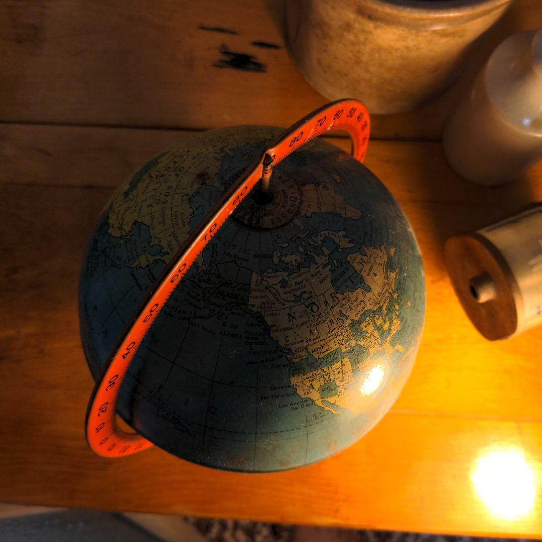 値引OK アメリカアンティーク 地球儀　毎日が世界旅行　デスクぴったりサイズ