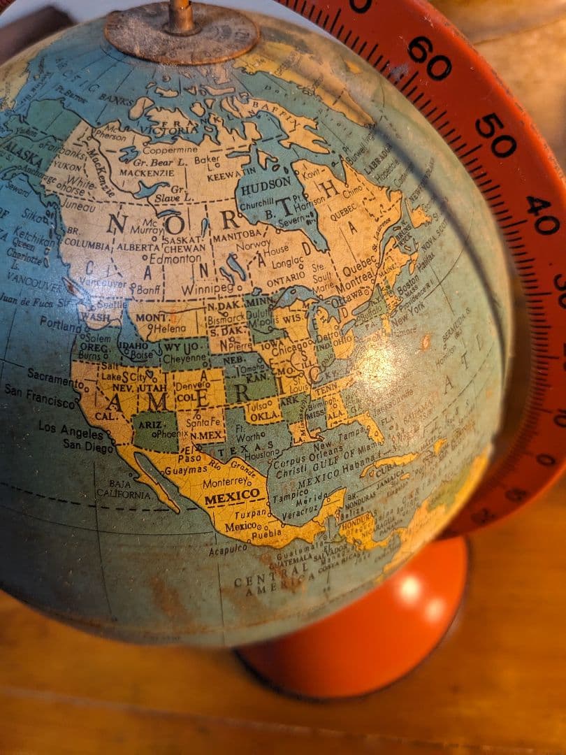 値引OK アメリカアンティーク 地球儀　毎日が世界旅行　デスクぴったりサイズ