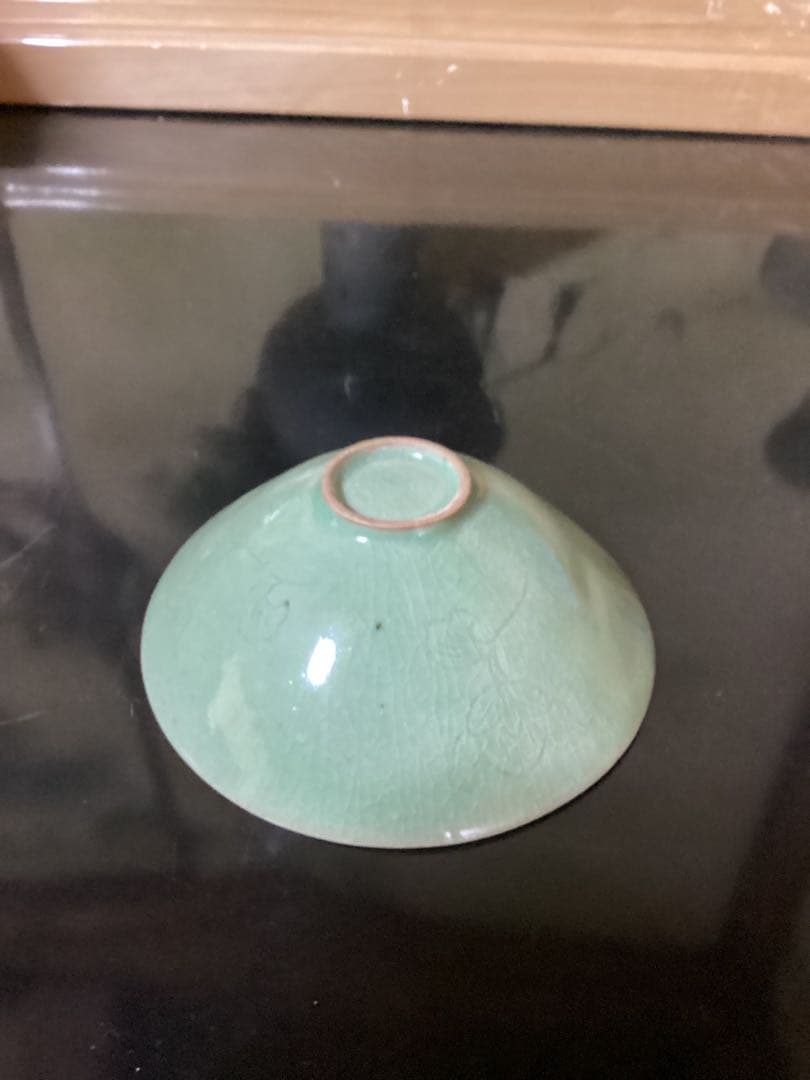 骨董古美術　茶道具　高麗青磁茶碗 幅14.3cm×高さ5cm