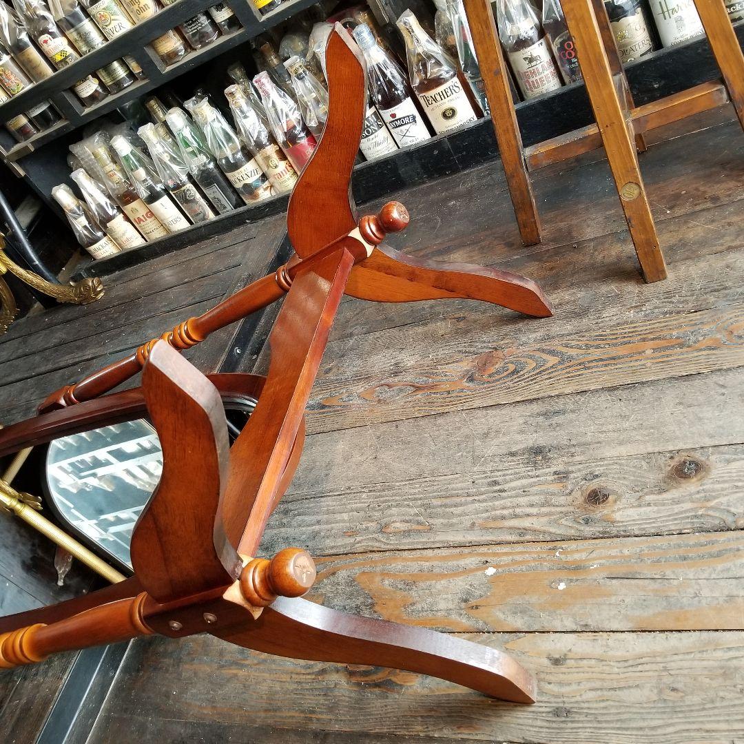 希少　美品　大型　オーバル　チーク　ウッド　カラー　無垢　硬木製　スタンドミラー