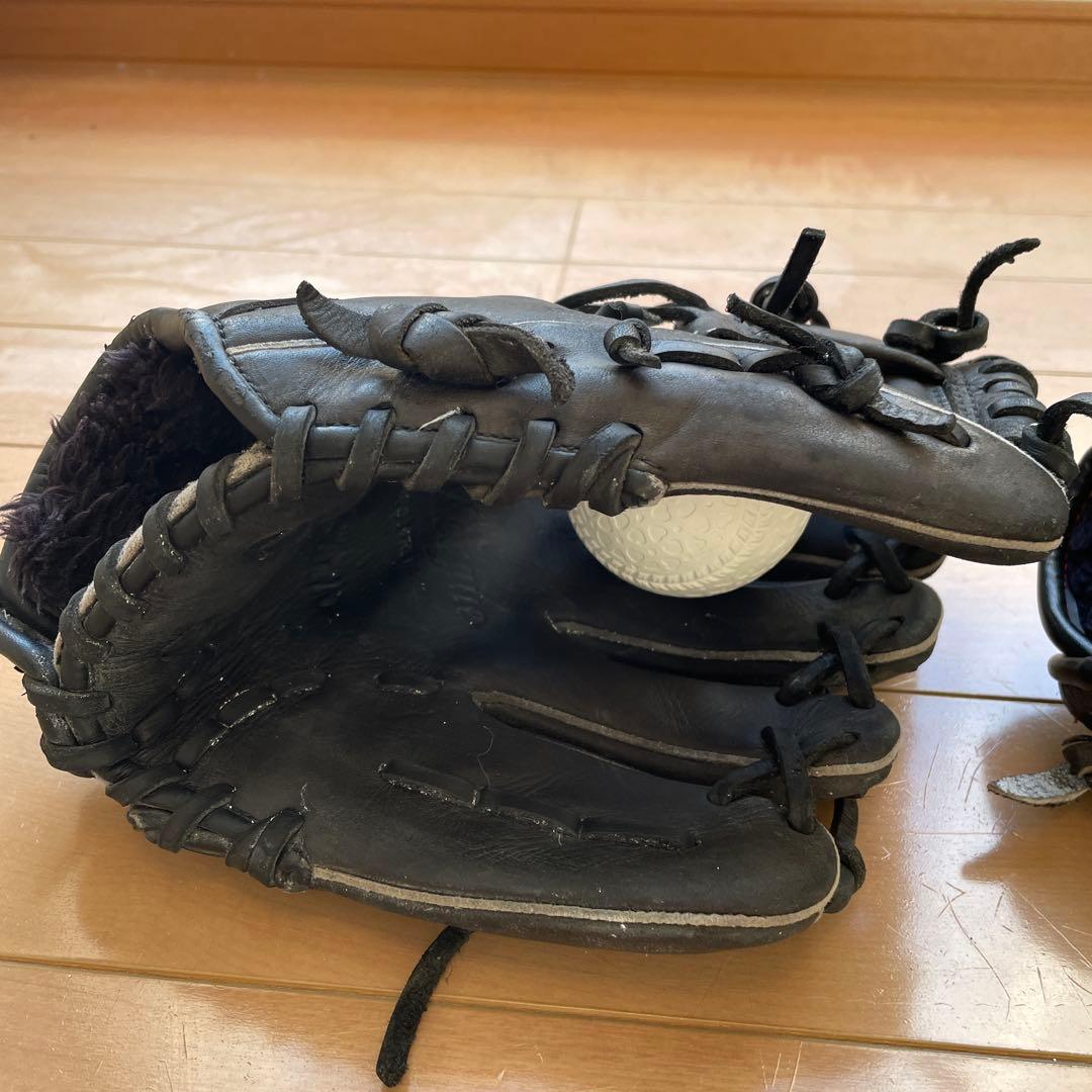 ミズノ 軟式野球グローブ 右投げセット小学生低学年用￼