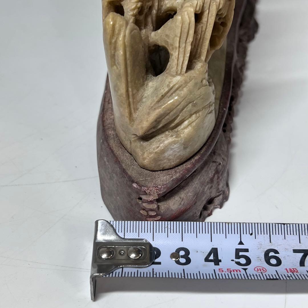 中国 寿山石楼閣山水雕 床飾 置物 彫刻