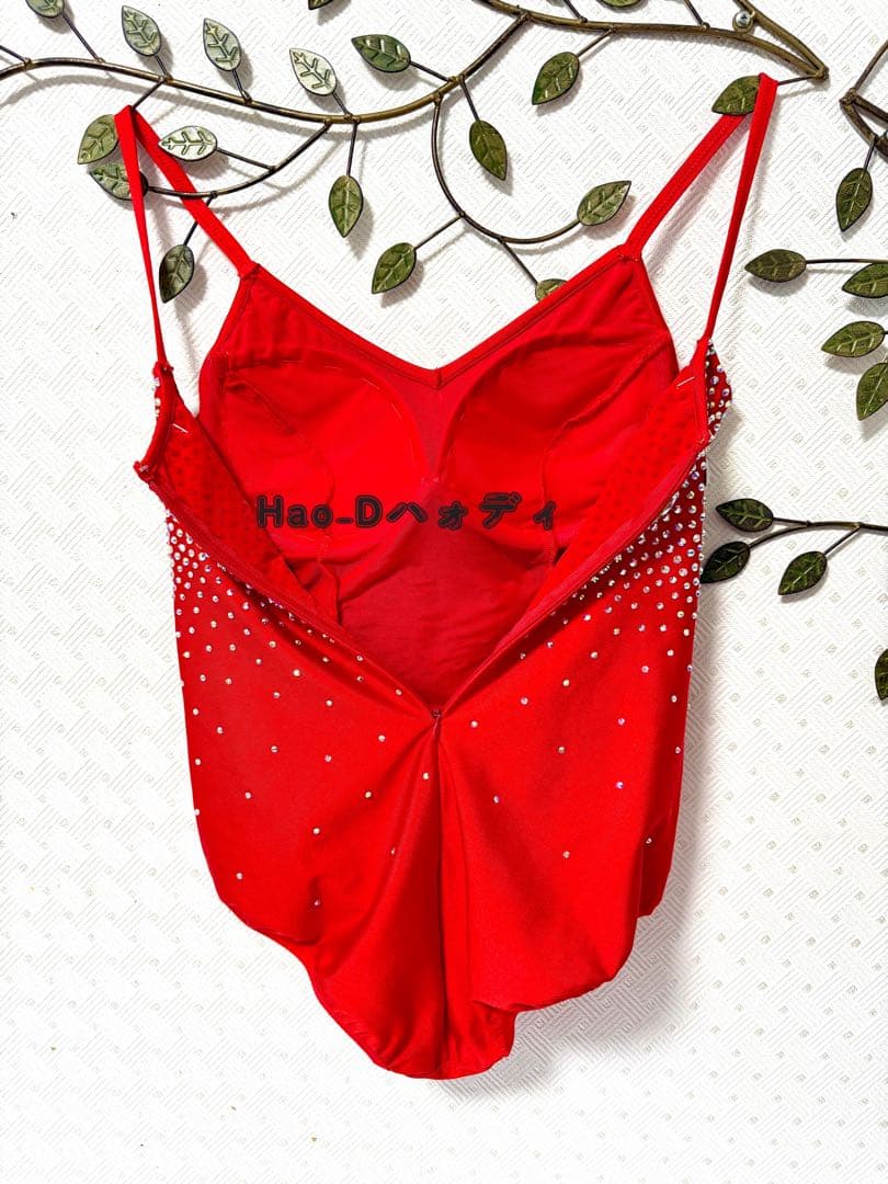 新品★ストーン付き★赤&オーロラ★レオタード★胸パットあり★社交ダンス★バレエ