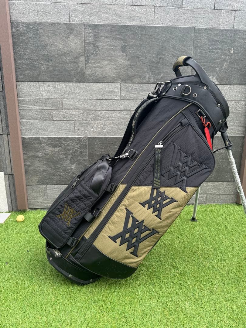 ANEW GOLF キャディバッグ ブラック/ カーキ　DRヘッドカバー付き