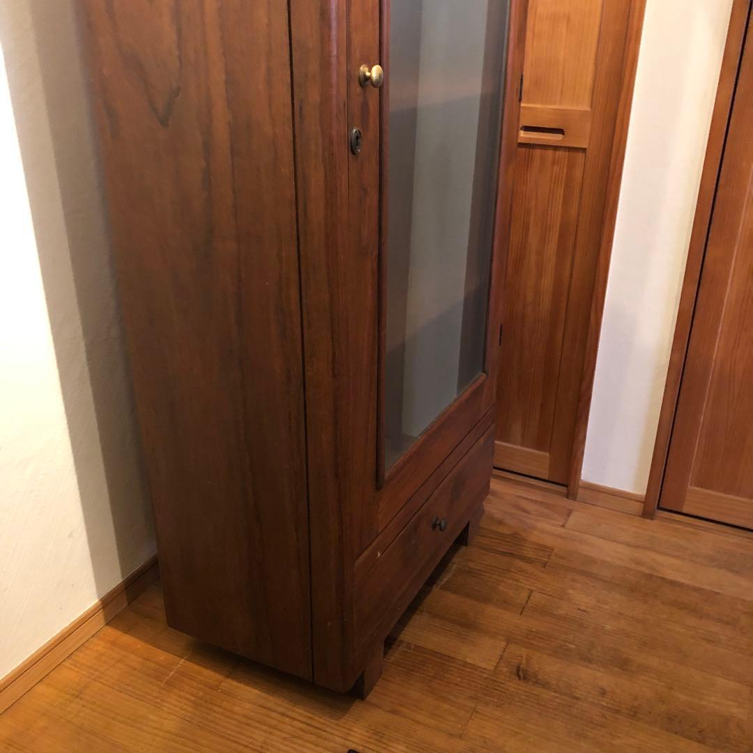 レトロ オーク材 本箱 食器棚 書庫 戸棚 収納 キャビネット