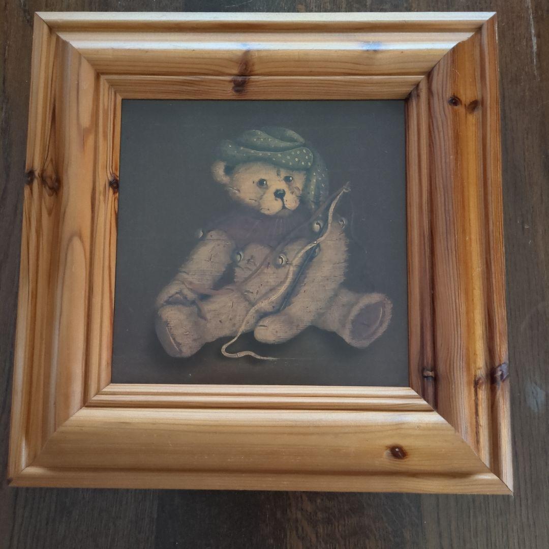 【英国アンティーク】ベアー飾り絵