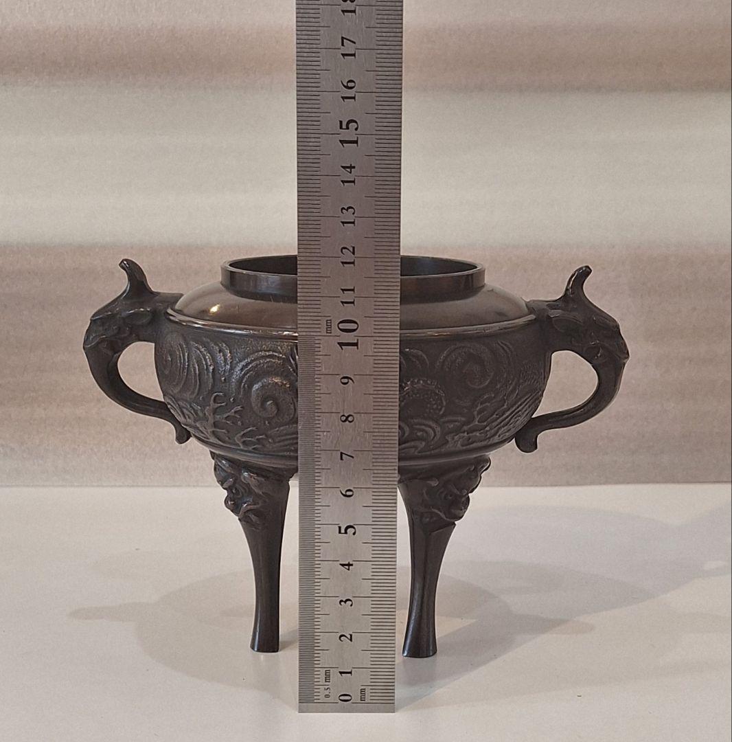 高岡銅器　龍地紋香炉