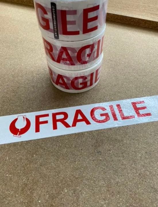 廃盤　8巻　われもの注意　テープ　梱包テープ　FRAGILE 50m  ダイソー