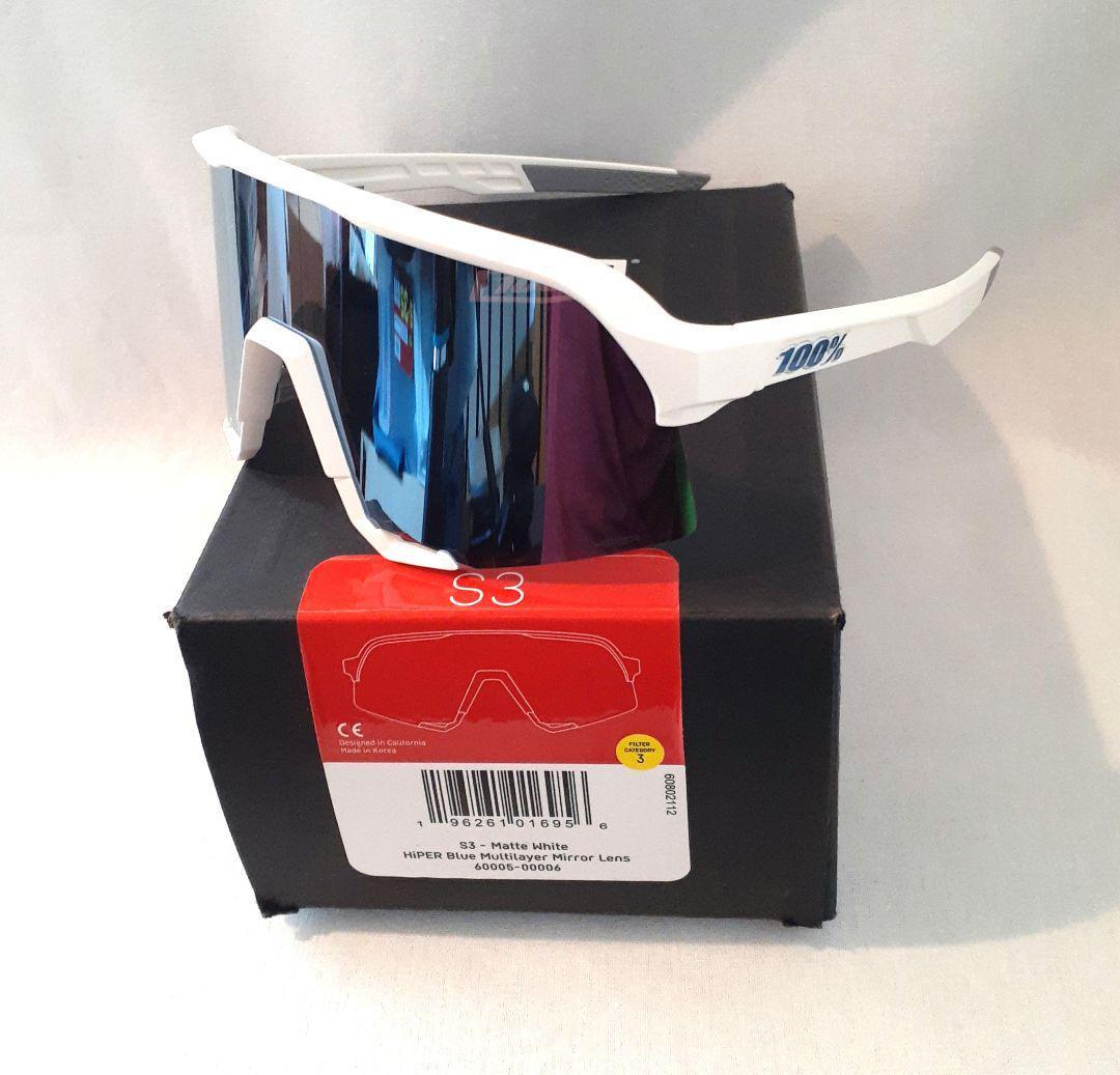 100% S3 ホワイト ブルー ワンハンドレッド サングラス