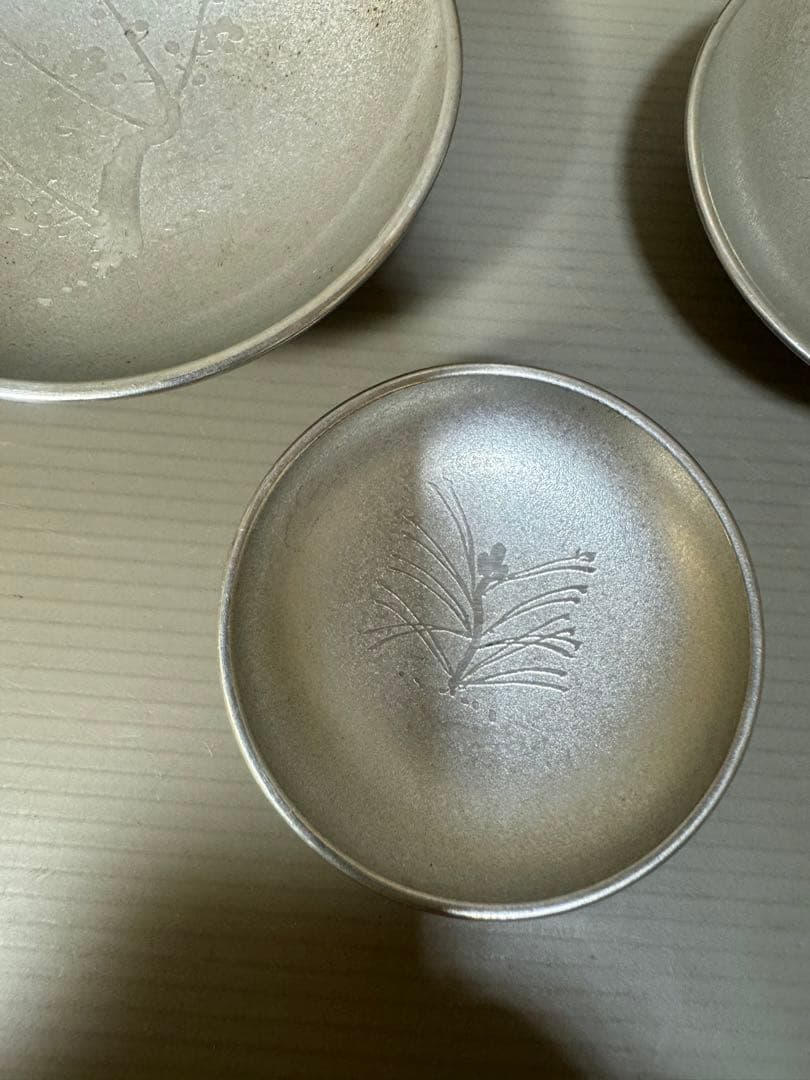 2254 錫製　本錫　御盃　3客