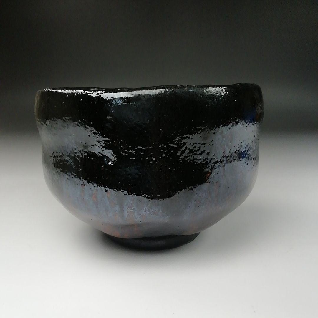Ｔ１２８　茶碗　『のんこう写　稲妻』『黒茶碗』『佐々木昭楽造』　共箱　茶道具