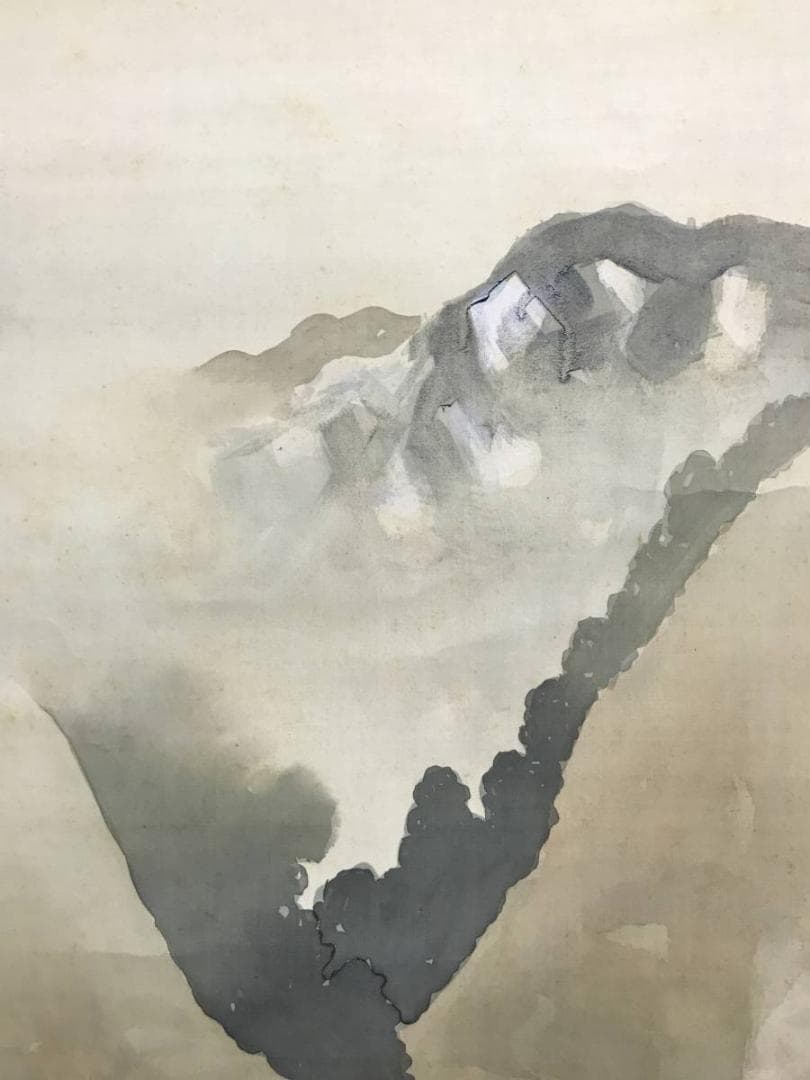 【真作】六峰/山路の梅図/山水図/掛軸/名家伝来/AC-663