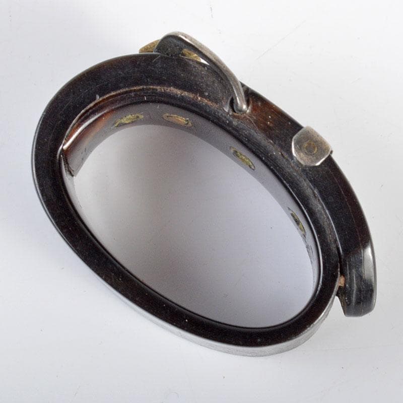 時代提げ物　鼈甲製　銀細工　ベルト型　根付　時代箱付　M　R4328
