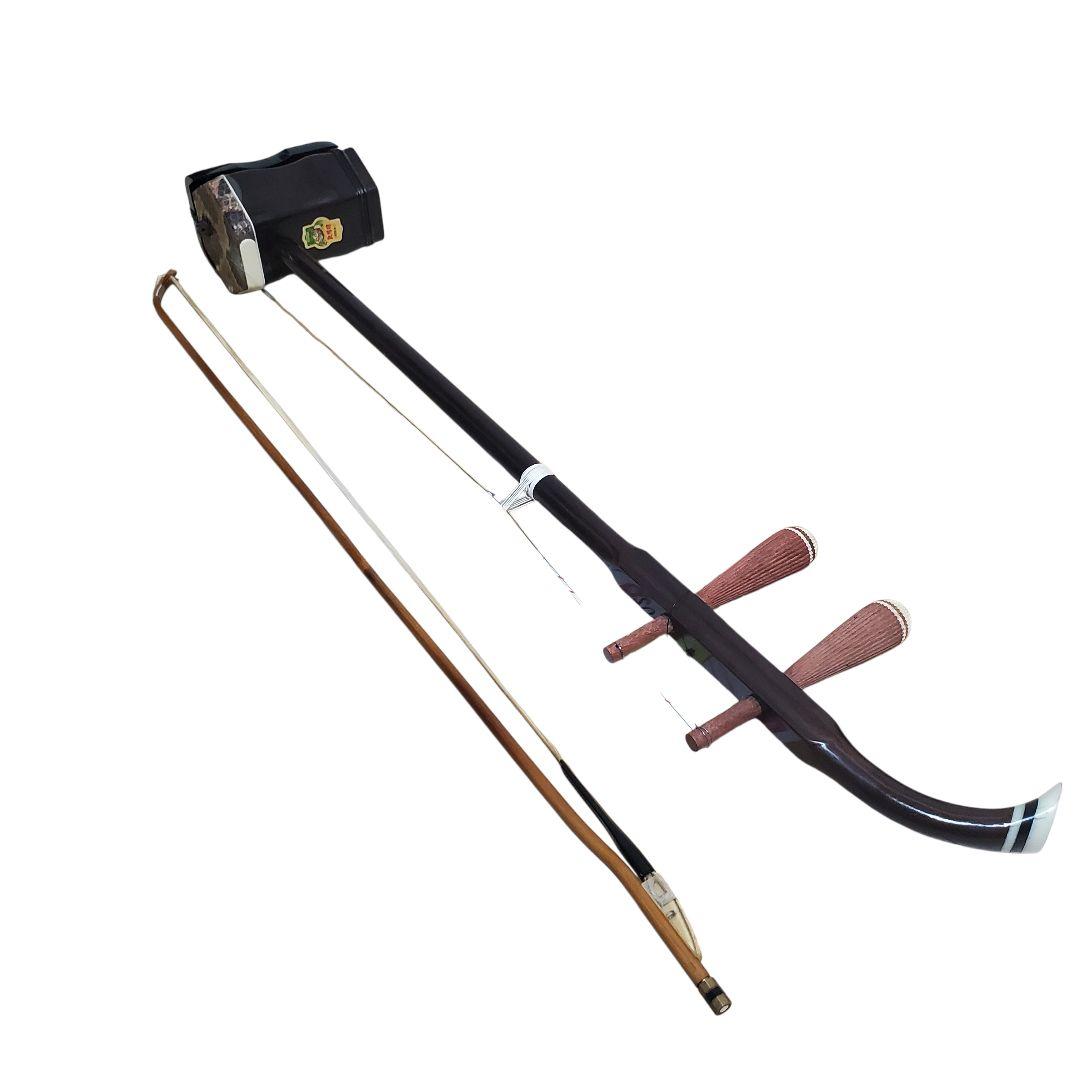 ​【名門・敦煌牌】二胡 上海民族楽器一廠 蛇皮 本皮 ハードケース・付属品付