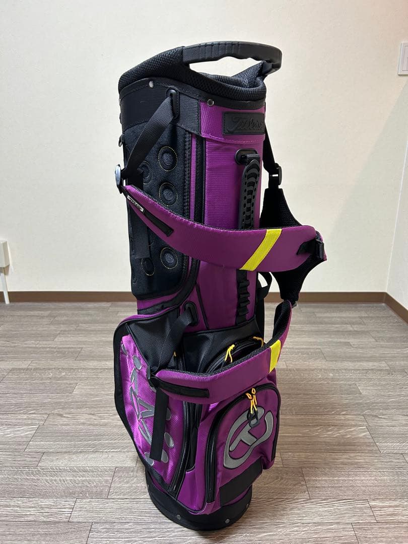 美しいパープルカラー！スタンド式キャディバック　パターカバープレゼント付