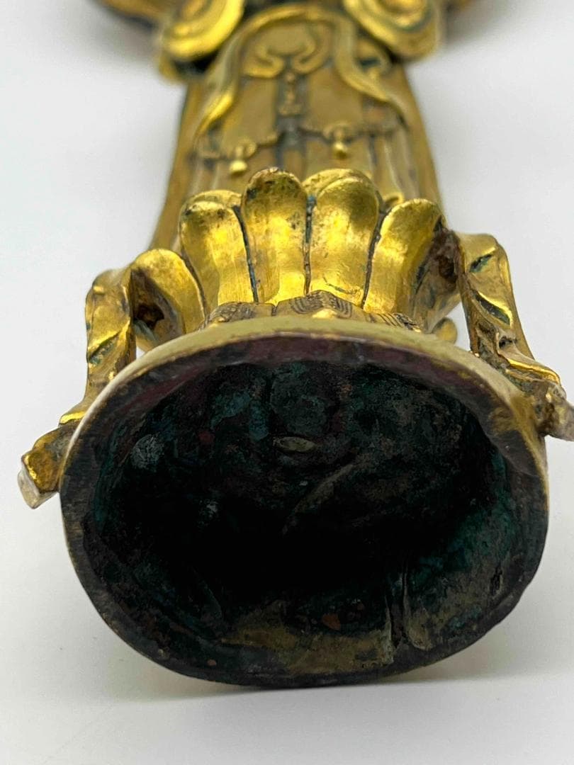 北魏時代 金銅観音菩薩立像　神鳥宝珠真珠紋 金銅仏铜鎏金 唐物(B-104 ①)