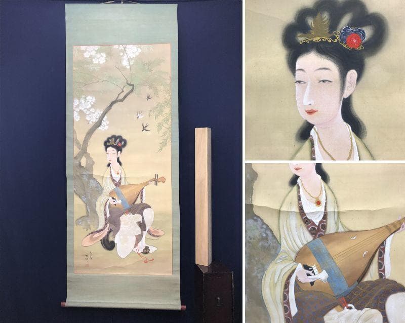 【真作】大暉/唐美人/梅の妖精/美人図/美人画/掛軸/名家伝来/AC-257